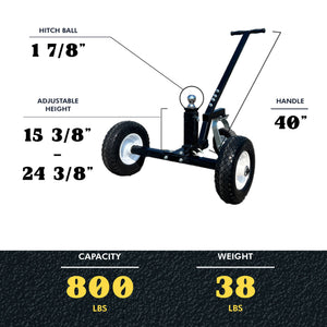 Tow Tuff TMD-800C2 Adjustable Solid Steel 800lb Capacity Trailer Dolly w/Caster