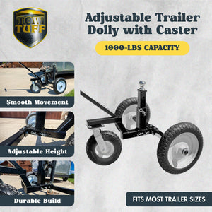 Tow Tuff TMD-1000C2 Adjustable Steel 1000 lb Heavy Duty Trailer Dolly w/ Caster