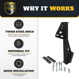Tow Tuff TTF-08HD Heavy Duty Steel Universal Spare Trailer Tire Carrier, Black