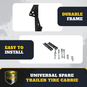 Tow Tuff TTF-08HD Heavy Duty Steel Universal Spare Trailer Tire Carrier, Black