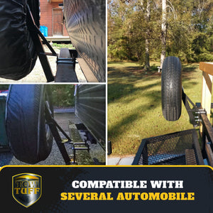 Tow Tuff TTF-08HD Heavy Duty Steel Universal Spare Trailer Tire Carrier, Black