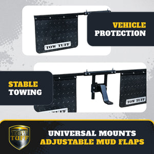 Tow Tuff 2418AMF 18" x 24" Universal Hitch Mount Rubber Rear Towing Mud Flaps