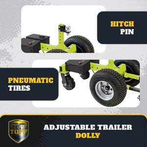 Tow Tuff 7500 Pound Capacity Electric Trailer Dolly with Pnuematic Tires, Green
