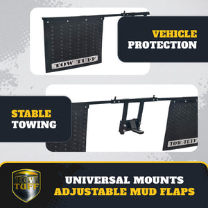 Tow Tuff Universal Mounts Adjustable Mud Flaps, Works with 2.5” Receiver Hitches