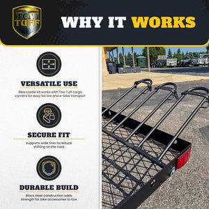 Tow Tuff Fat Tire Bike Cradle Kit for 3 Bikes with Adjustable Straps