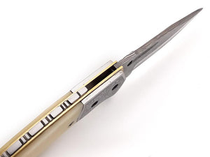 Trailblazer Damascus Pocket Knife with Bone Handle