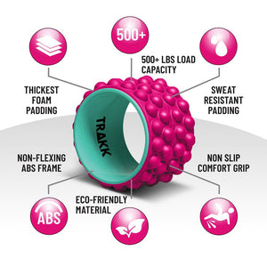 TRAKK ACCU-WHEEL Foam Roller Recovery Wheel for Full Body Pain Relief, Pink - TRAPSKI