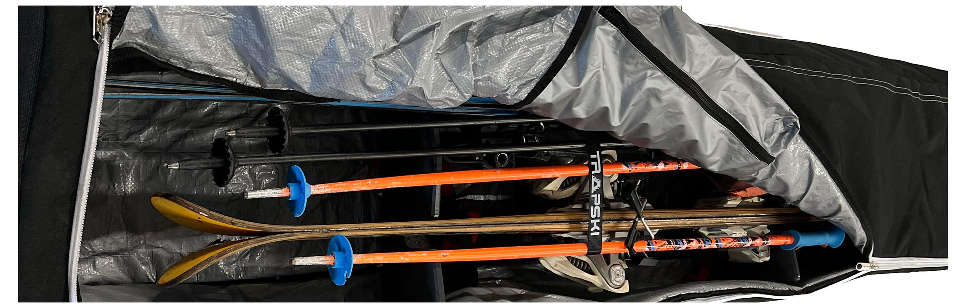 TRAPSKI Traveler Rack for Dual/Double Ski Travel Bags | Rack Insert is for Skis Only | High Quality Marine Grade HDPE Plastic | Premium Strap Included | 3 Year Warranty | Made in the USA - TRAPSKI, LLC