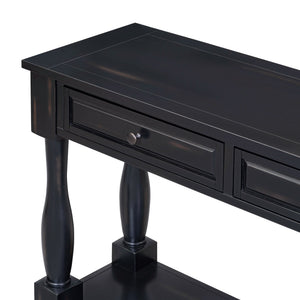 63" Console Table with Drawers and Shelf - Espresso