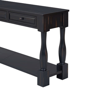63" Console Table with Drawers and Shelf - Espresso