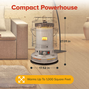 Kero World 23,800 BTU Portable Indoor Kerosene Wick Convection Heater, Gray