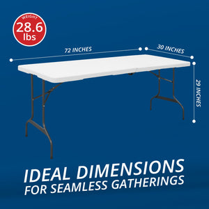 Folding Chair 30 x 72 Inch Powder Coated Modern Deluxe Foldable Banquet Table