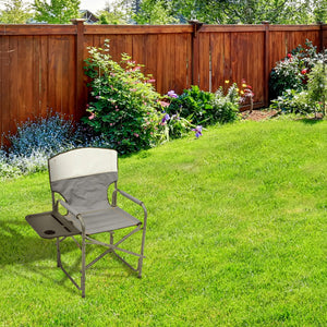 RIO Brands XXL Oversized Director’s Chair with Side Table and Carry Straps, Gray