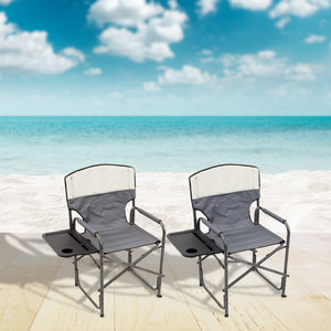 RIO Brands XXL Oversized Director’s Chair with Side Table and Carry Straps, Gray