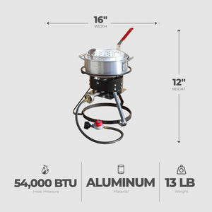 Metal-Fusion Import Outdoor Fish Fryer with 10 Quart Aluminum Fry Pan and Burner