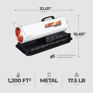 Dura Heat 50,000 BTU Portable Kerosene Forced Air Heater with 5 Gallon Fuel Tank