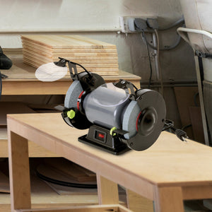 Master Mechanic Corded Electric 6 Inch Bench Grinder w/ 0.33 HP Induction Motor