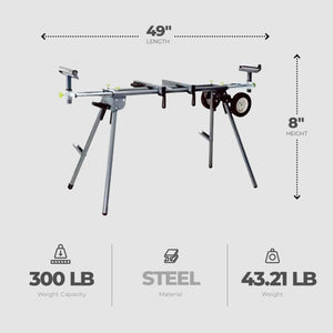 Master Mechanic Lightweight Adjustable Folding Miter Saw Stand w/Wheels, Black