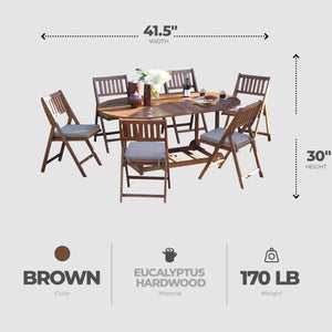 Outdoor Interiors 7 Piece Fold and Store Eucalyptus Hardwood Outdoor Dining Set