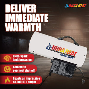 Dura Heat 1,000 Square Feet Coverage Portable LP Gas Forced Air Heater, White