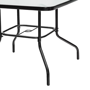 Four Seasons Courtyard Sunny Isles Tempered Glass Top Patio Dining Table, Black - TRAPSKI