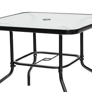 Four Seasons Courtyard Sunny Isles Tempered Glass Top Patio Dining Table, Black - TRAPSKI