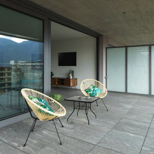 Four Seasons Courtyard Sunny Isles Tempered Glass Top Patio Dining Table, Black - TRAPSKI