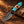 Damascus Skinner Knife with Turquoise Horn Handle, Finger Ring & Leather Sheath