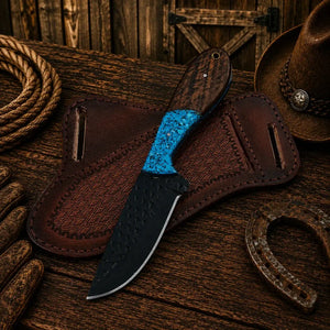 Buckaroo Knife | Rasp Steel with Turquoise and Rosewood Handle