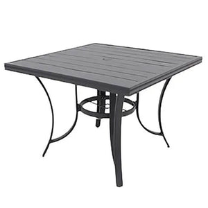 Four Seasons Courtyard Palermo Slat Top Dining Table with Umbrella Hole, Gray - TRAPSKI