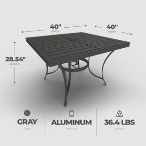 Four Seasons Courtyard Palermo Slat Top Dining Table with Umbrella Hole, Gray - TRAPSKI