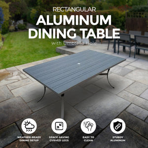Four Seasons Courtyard Tuscany 72 x 39" Rectangular Aluminum Dining Table, Black