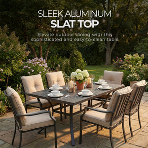Four Seasons Courtyard Tuscany 72 x 39" Rectangular Aluminum Dining Table, Black