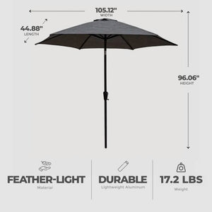 Four Seasons Courtyard Tuscany Market Aluminum Umbrella w/ Crank and Tilt, Gray - TRAPSKI