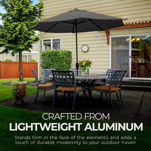 Four Seasons Courtyard Tuscany Market Aluminum Umbrella w/ Crank and Tilt, Gray - TRAPSKI