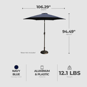 Four Seasons Courtyard Rockland 9 Foot Outdoor Patio Market Umbrella, Navy Blue - TRAPSKI