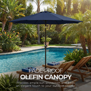 Four Seasons Courtyard Rockland 9 Foot Outdoor Patio Market Umbrella, Navy Blue - TRAPSKI