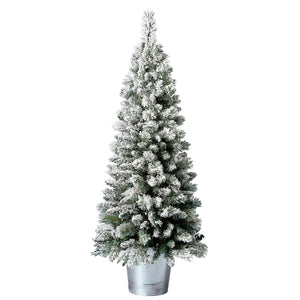 Home Heritage Entryway Pot 4.5' Artificial Prelit Christmas Tree w/ Metal Base