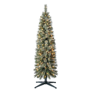 Home Heritage Stanley 5' Pine Artificial Christmas Tree, PreLit 150 White Lights