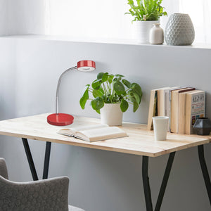 Globe Electric 15.75 x 5 x 52.4 Inches LED Integrated Goose Neck Desk Lamp, Red