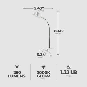 Globe Electric 8.46" 5W 250 Lumens LED Integrated Goose Neck Clip Lamp, White - TRAPSKI