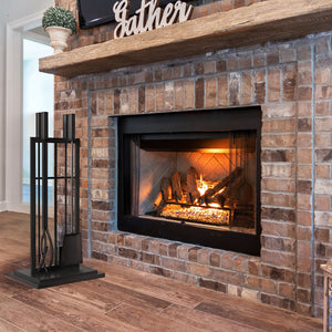 Panacea Open Hearth Fireplace Tool Set w/Brush, Shovel, Poker, Tong & Stand