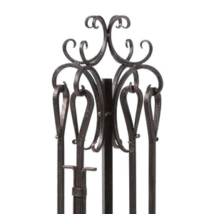 Panacea 5 Piece Scroll Top Fireplace Powder Coated Steel Accessory Tool Set - TRAPSKI