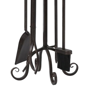 Panacea 5 Piece Scroll Top Fireplace Powder Coated Steel Accessory Tool Set - TRAPSKI
