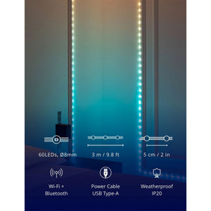 Twinkly Dots App-Controlled Flexible LED Lights 60 RGB Black Wire USB-Power