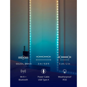 Twinkly Dots App-Controlled Flexible LED Lights 60 RGB Black Wire USB-Power