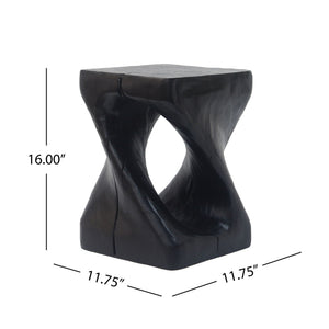 Twist Shape Side Table with Weather-Resistant Magnesium Oxide - Light Brown or Black