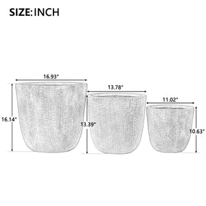 Lightweight MGO Planter Set of 3 with Crackle Texture - Gray