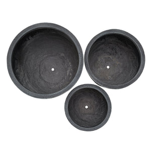 Lightweight MGO Planter Set of 3 with Crackle Texture - Gray