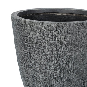 Lightweight MGO Planter Set of 3 with Crackle Texture - Gray